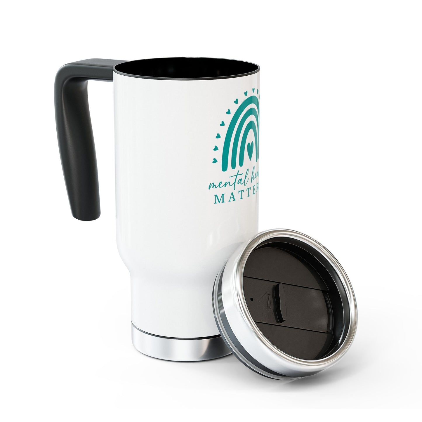 Travel Mug, BIPOC July Mental Health Awareness 14oz Stainless Steel Handle Mug