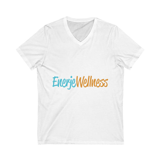 Enerje Wellness V-Neck Tee, Unisex Motivational Shirt, Inspirational Tee, Casual Everyday Wear, Mindfulness Gift, Summer Outdoor Top